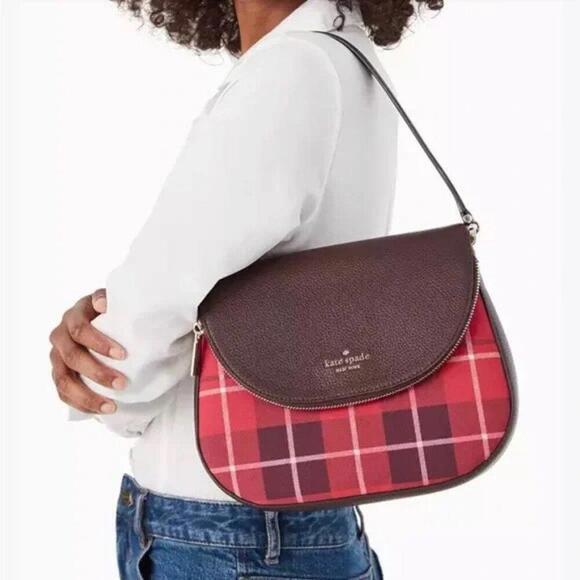 Kate Spade Leila Plaid‎ Medium Flap Shoulder Bag - NWOT (New) - Picture 5 of 9
